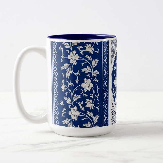 Caneca De Café Em Dois Tons Blue Willow Ming Dynastia China Botânica (Esquerda)