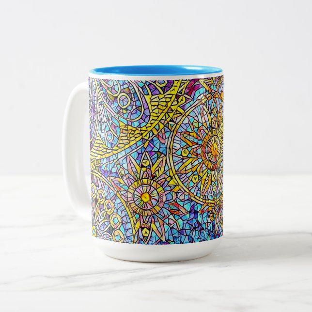 Caneca De Café Em Dois Tons Blue & Yellow 15 oz - Mug de dois tons (Frente Esquerda)