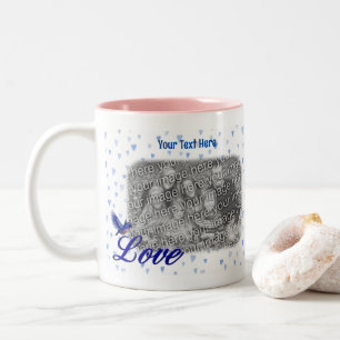 Caneca De Café Em Dois Tons Bluebird Love Blue Hearts Frame Add Your Photo
