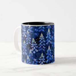 Caneca De Café Em Dois Tons Bluebonnets - Flores do Texas Azul Escuro