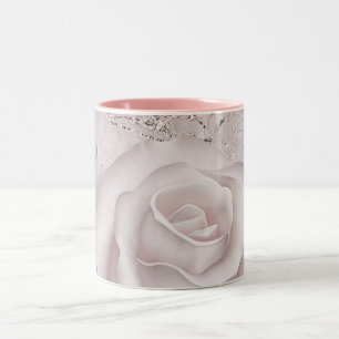 Caneca De Café Em Dois Tons Blush White Rose Glam Modern Marble Chique