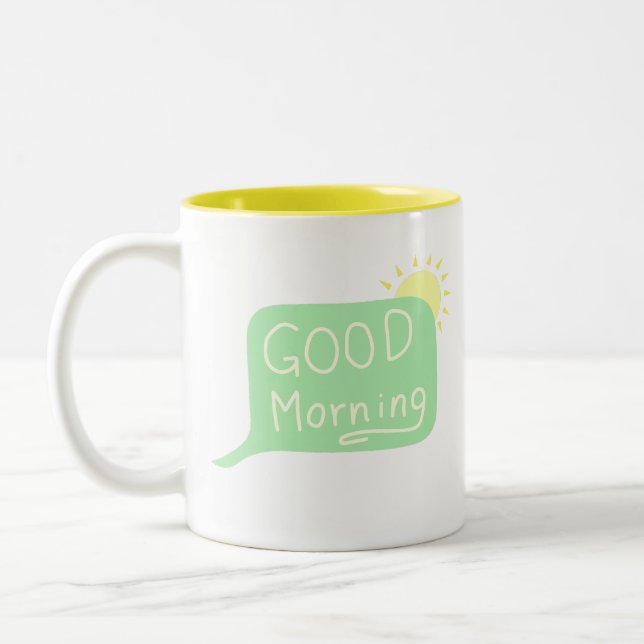 Caneca De Café Em Dois Tons Boa Manhã Palavra Boca Sol (Esquerda)