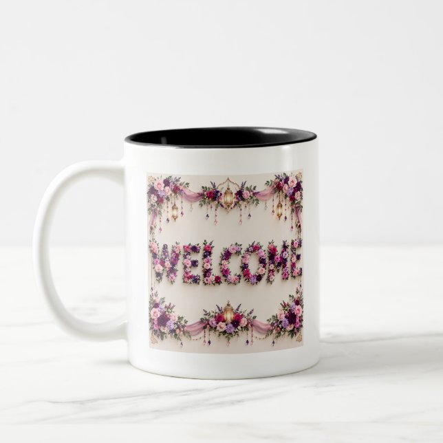 Caneca De Café Em Dois Tons Boas-vindas  (Esquerda)