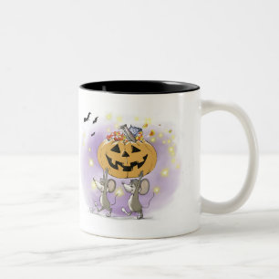 Caneca De Café Em Dois Tons Boatos Felizes de Abóbora do Dia das Bruxas