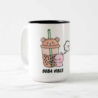 Caneca De Café Em Dois Tons Boba Vibes,Cute Drinkware para amantes de chás de