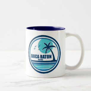 Caneca De Café Em Dois Tons Boca Raton Florida Palm Tree Birds