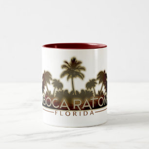 Caneca De Café Em Dois Tons Boca Raton Flórida Palm tree Letter caneca café