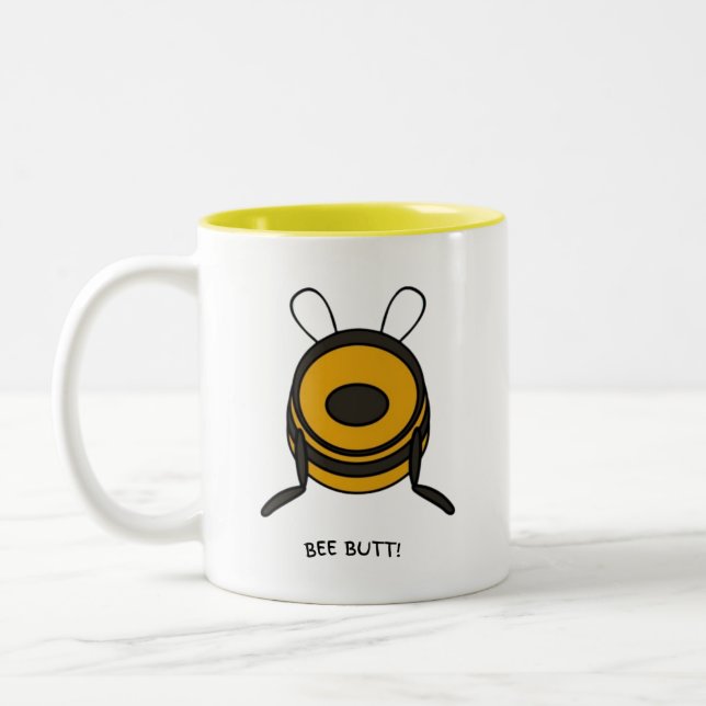 Caneca De Café Em Dois Tons Bocado e cafeinado! ☕ 🐝 😂 (Esquerda)