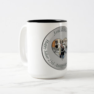 Caneca De Café Em Dois Tons Bodas de Prata de 25 anos + Foto