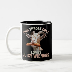 Caneca De Café Em Dois Tons Bode Exótico Engole Salsichas Suculentas Inapropri