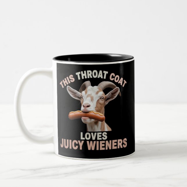 Caneca De Café Em Dois Tons Bode Exótico Engole Salsichas Suculentas Inapropri (Esquerda)
