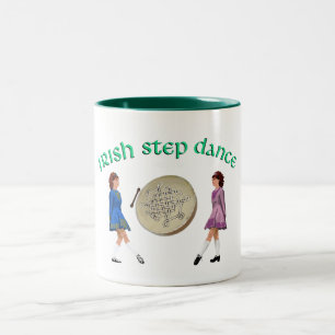 Caneca De Café Em Dois Tons Bodhran Irlandês - Dança Irlandesa de Passo