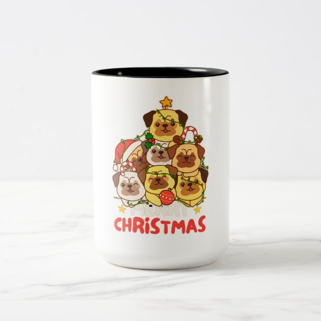 Caneca De Café Em Dois Tons Bog Árvore de Natal Feliz Natal (Centro)