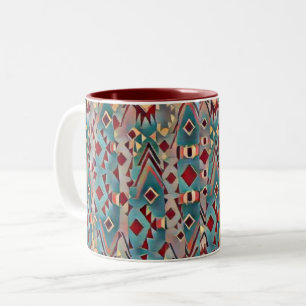 Caneca De Café Em Dois Tons Boho Azteca Abstrata