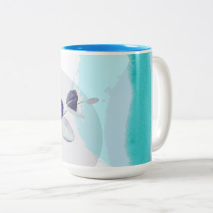 Caneca De Café Em Dois Tons Boho Botânico - Roxo Ciano