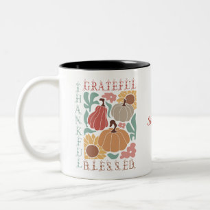 Caneca De Café Em Dois Tons Boho Cai Grata Graças Abençoado Ação de Graças