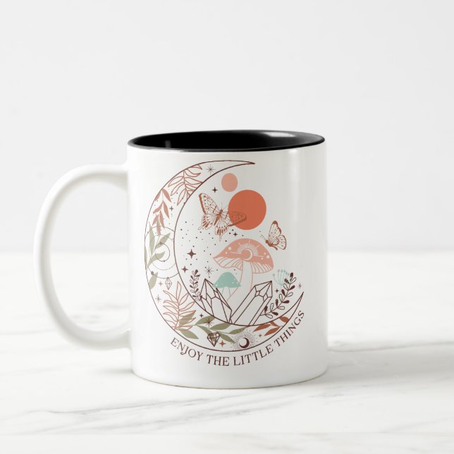 Caneca De Café Em Dois Tons Boho “Enjoy the Little Things”  (Esquerda)