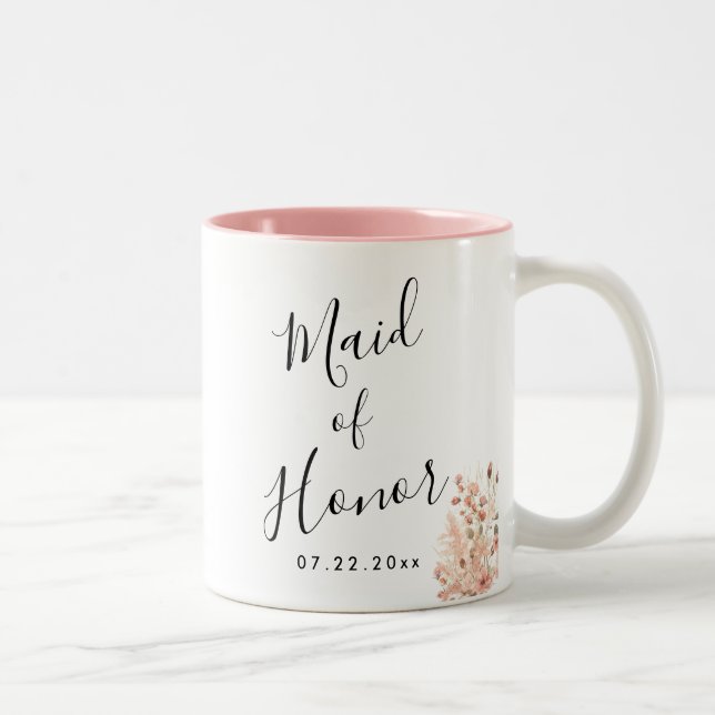 Caneca De Café Em Dois Tons Boho Floral Wedding (Direita)