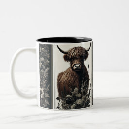 Caneca De Café Em Dois Tons Boho Highland Cow