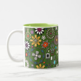 Caneca De Café Em Dois Tons boho jewel tesouros verde