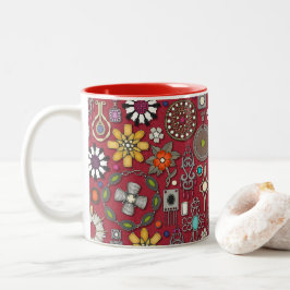 Caneca De Café Em Dois Tons boho jewel tesures red