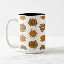Caneca De Café Em Dois Tons Boho Mandala Sun Third Eye - 90s Graphic Art Print