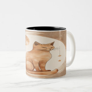 Caneca De Café Em Dois Tons Boho Moon Cat Design