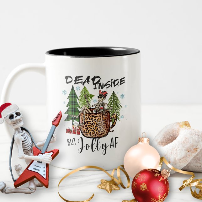 Caneca De Café Em Dois Tons Boho Morto Dentro Rustic Feliz Natal (Criador carregado)