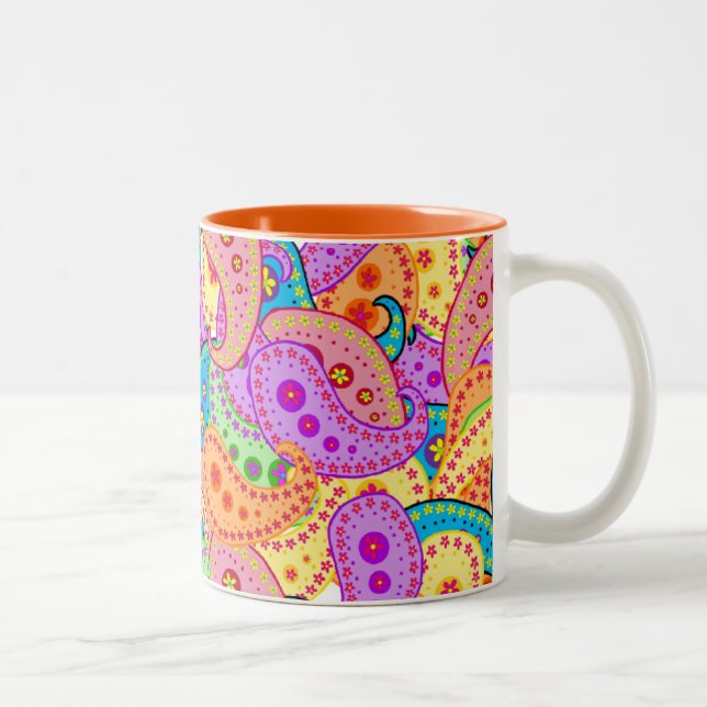 Caneca De Café Em Dois Tons Boho Paisley (Direita)