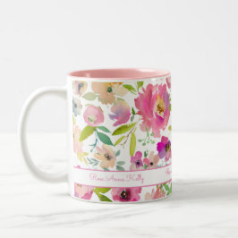 Caneca De Café Em Dois Tons Boho Pastel Watercolor