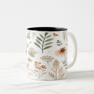 Caneca De Café Em Dois Tons Boho Wildflower Botanical Mug