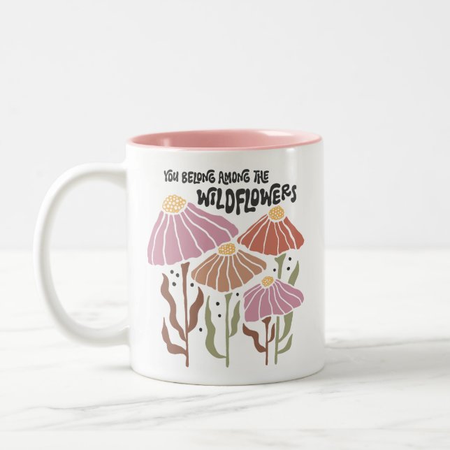 Caneca De Café Em Dois Tons Boho Wildflower You Belong Among The Wildflowers (Esquerda)