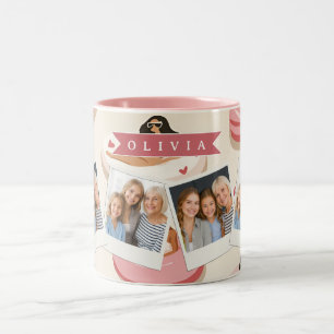 Caneca De Café Em Dois Tons Boia de Piscina Rosa Personalizada Estética de Ver
