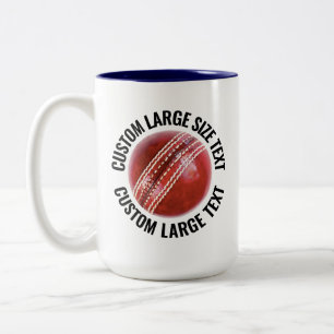 Caneca De Café Em Dois Tons Bola de Críquete & Texto Grande AZUL MARINHO 425g