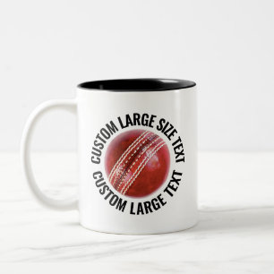 Caneca De Café Em Dois Tons Bola de Críquete & Texto Grande PRETO 11oz Persona