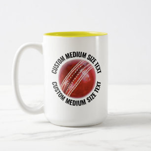 Caneca De Café Em Dois Tons Bola de Críquete & Texto Médio AMARELO 425g Person