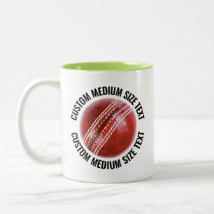 Caneca De Café Em Dois Tons Bola de Críquete & Texto Médio LIME VERDE 312g Per