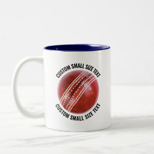 Caneca De Café Em Dois Tons Bola de Críquete & Texto Pequeno AZUL MARINHO 11oz