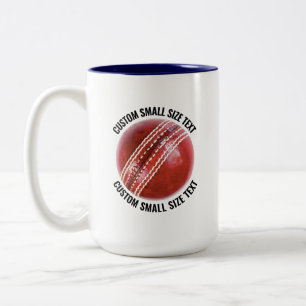 Caneca De Café Em Dois Tons Bola de Críquete & Texto Pequeno AZUL MARINHO 15oz