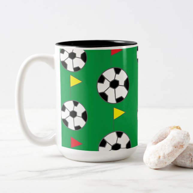 Caneca De Café Em Dois Tons Bola de futebol (Com Donut)