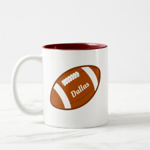 Caneca De Café Em Dois Tons Bola de Futebol Americano Personalizada