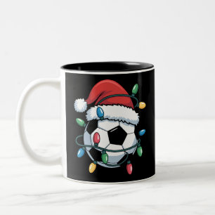 Caneca De Café Em Dois Tons Bola de Futebol do Papai Noel Esportes Natal Jogad