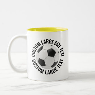 Caneca De Café Em Dois Tons Bola de Futebol & Texto Grande AMARELO 11oz Person