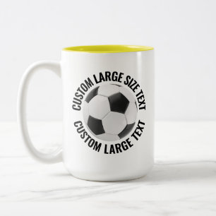 Caneca De Café Em Dois Tons Bola de Futebol & Texto Grande AMARELO 425g Person