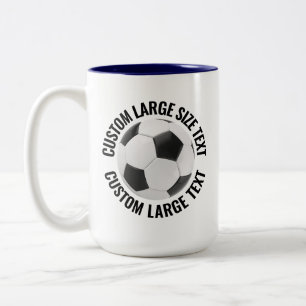 Caneca De Café Em Dois Tons Bola de Futebol & Texto Grande AZUL MARINHO 15oz P