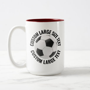 Caneca De Café Em Dois Tons Bola de Futebol & Texto Grande CASTANHO 425g Perso