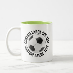 Caneca De Café Em Dois Tons Bola de Futebol & Texto Grande LIME VERDE 11oz Per