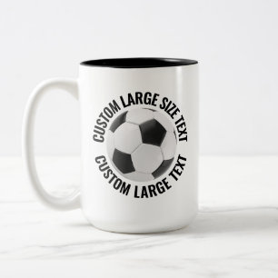 Caneca De Café Em Dois Tons Bola de Futebol & Texto Grande PRETO 15oz Personal