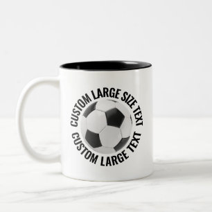 Caneca De Café Em Dois Tons Bola de Futebol & Texto Grande PRETO 325g Personal