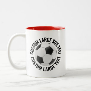 Caneca De Café Em Dois Tons Bola de Futebol & Texto Grande VERMELHO 325ml Pers
